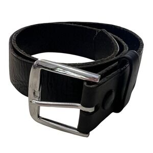 LawPro Mens Black Leather Duty Belt Silver Buckle Made in USA Size 30